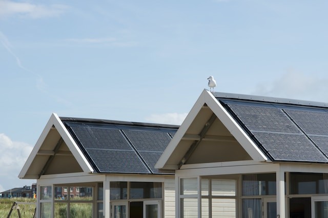 houses with solar panels on the roof